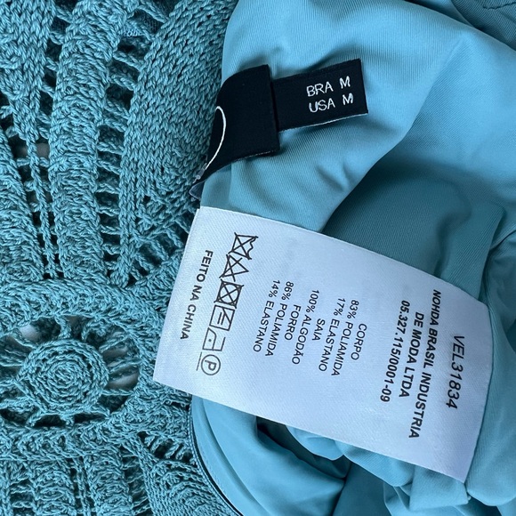 $850 PatBO Camila Coelho Crochet Embroidered Maxi Dress - Blue size M - Picture 5 of 11